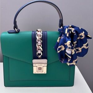Aldo Green Satchel with Blue Accents